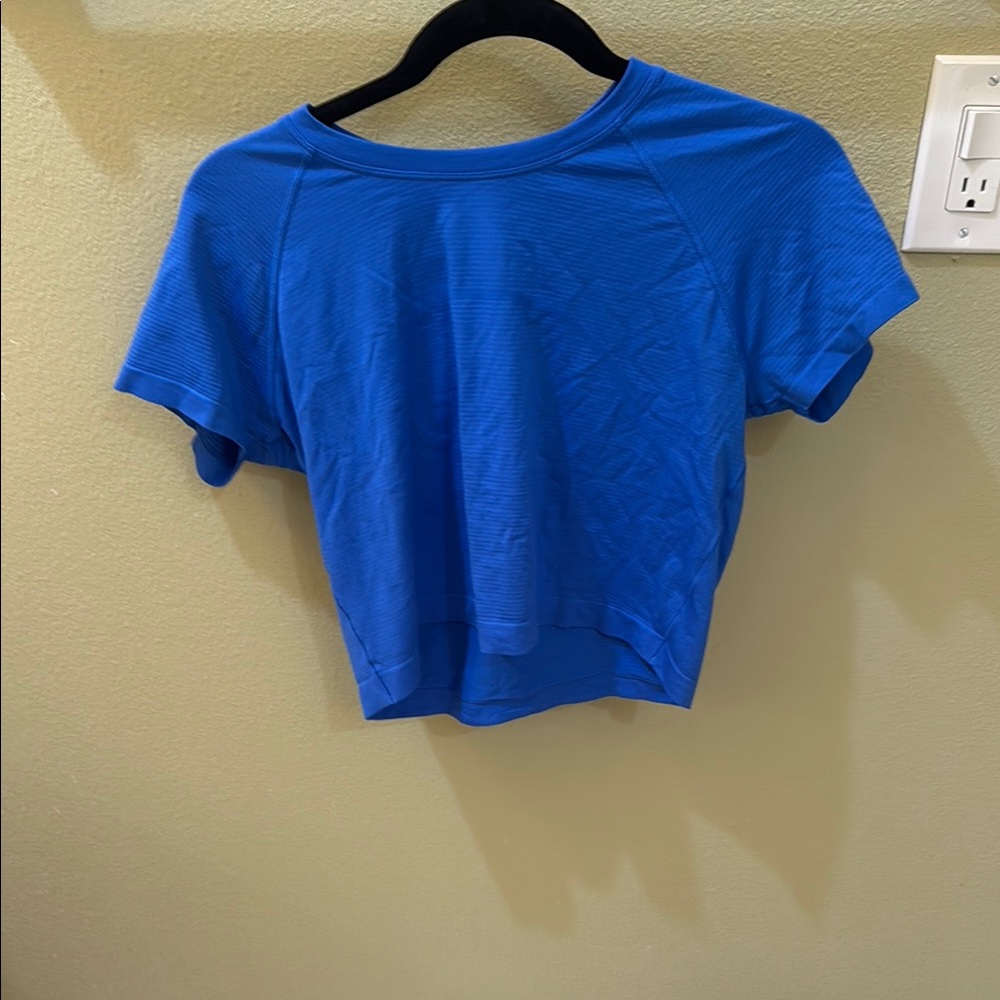 Lululemon Swiftly Tech Cropped Short-Sleeve Shirt Blue Women's Top